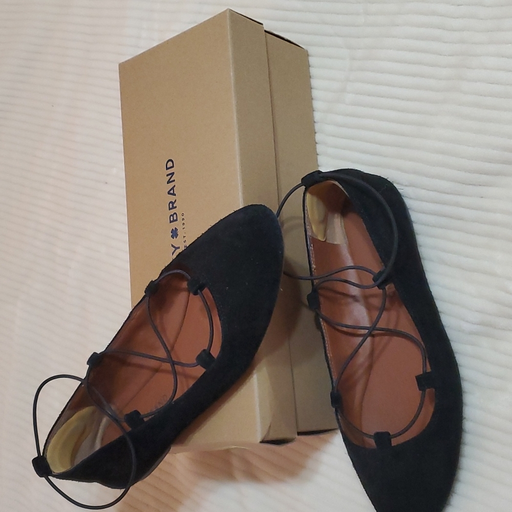 Black Crossed Strappy Boho Ballet Flats from Lucky Brand